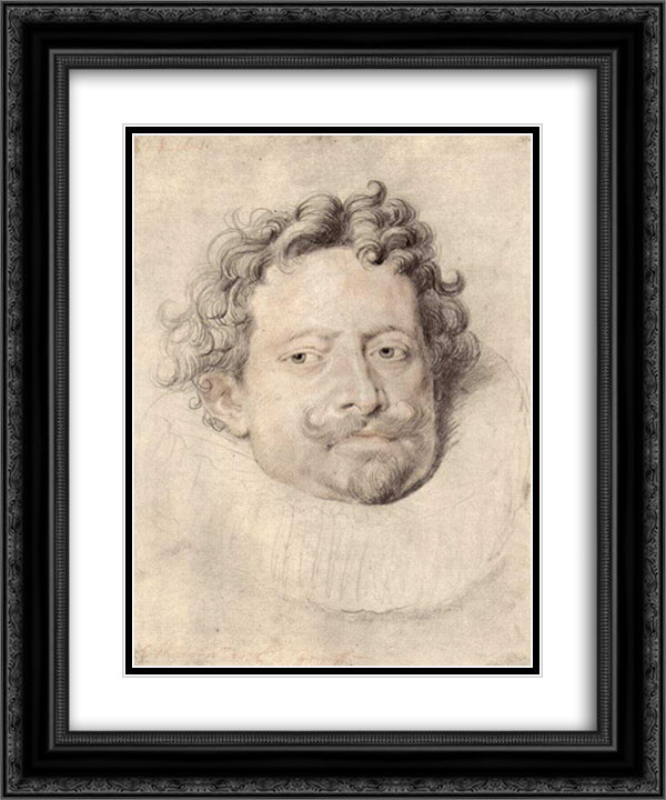 Portrait of Don Diego Messina 20x24 Black Ornate Wood Framed Art Print Poster with Double Matting by Rubens, Peter Paul