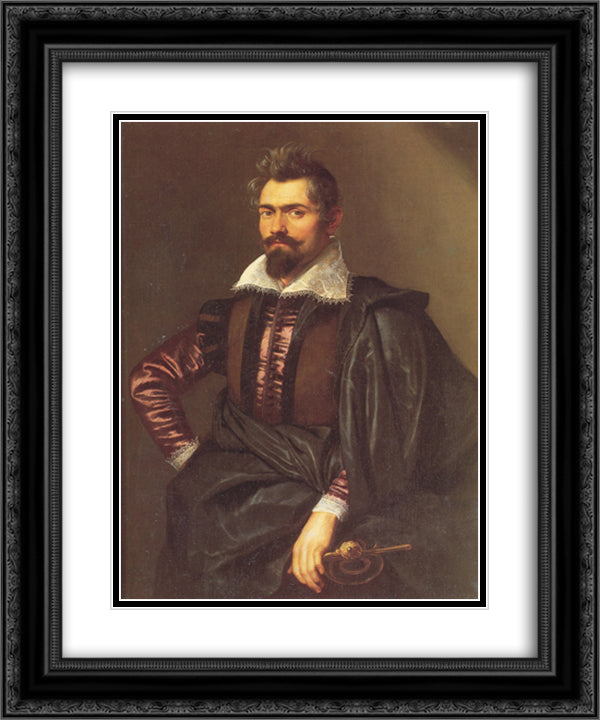 Portrait of Gaspard Schoppins 20x24 Black Ornate Wood Framed Art Print Poster with Double Matting by Rubens, Peter Paul