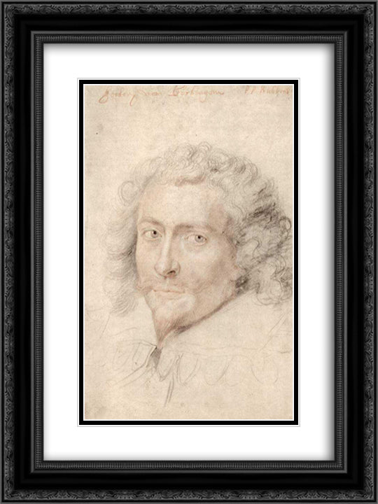 Portrait of George Vilie 18x24 Black Ornate Wood Framed Art Print Poster with Double Matting by Rubens, Peter Paul