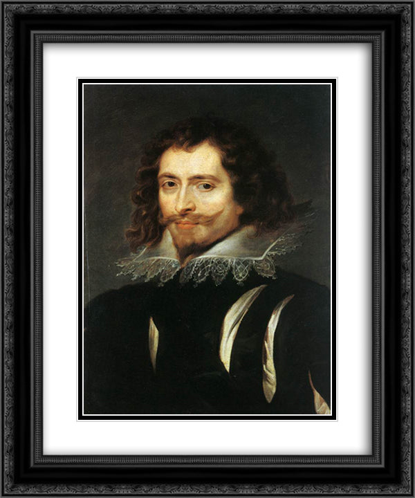 Portrait of George Villiers, 1st Duke of Buckingham 20x24 Black Ornate Wood Framed Art Print Poster with Double Matting by Rubens, Peter Paul