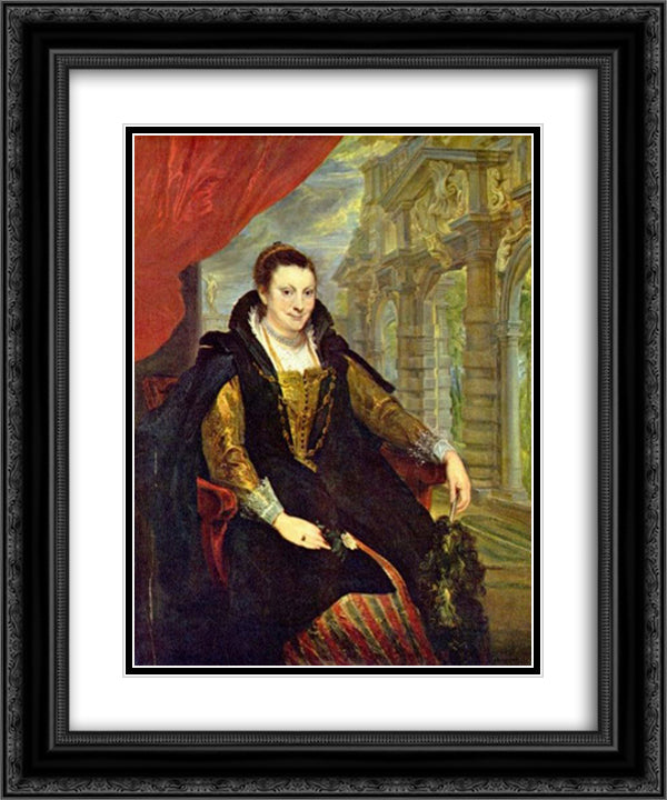 Portrait of Isabella Brandt 20x24 Black Ornate Wood Framed Art Print Poster with Double Matting by Rubens, Peter Paul