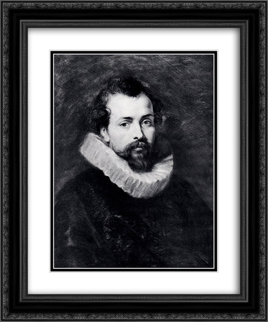 Portrait of Philip Rubens 20x24 Black Ornate Wood Framed Art Print Poster with Double Matting by Rubens, Peter Paul