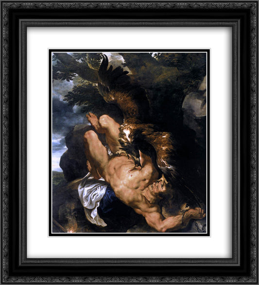 Prometheus Bound 20x22 Black Ornate Wood Framed Art Print Poster with Double Matting by Rubens, Peter Paul