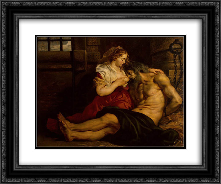 Roman Charity 24x20 Black Ornate Wood Framed Art Print Poster with Double Matting by Rubens, Peter Paul