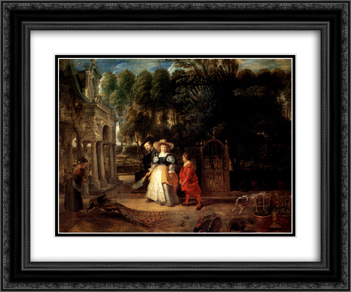 Rubens and Helene Fourment in the Garden 24x20 Black Ornate Wood Framed Art Print Poster with Double Matting by Rubens, Peter Paul