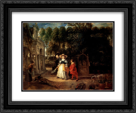 Rubens and Helene Fourment in the Garden 24x20 Black Ornate Wood Framed Art Print Poster with Double Matting by Rubens, Peter Paul