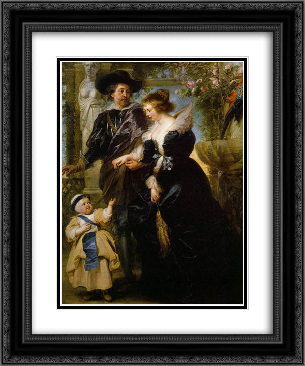 Rubens Rubens his wife Helena Fourment and their son Peter Paul 20x24 Black Ornate Wood Framed Art Print Poster with Double Matting by Rubens, Peter Paul