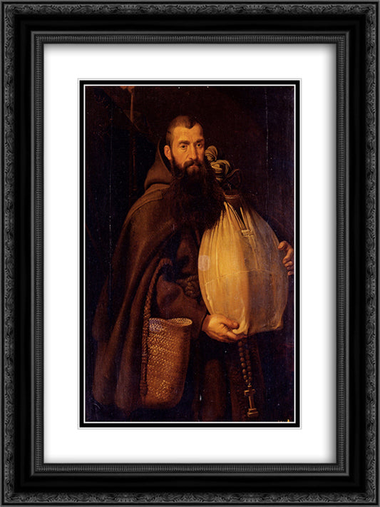 Saint Felix Of Cantalice 18x24 Black Ornate Wood Framed Art Print Poster with Double Matting by Rubens, Peter Paul
