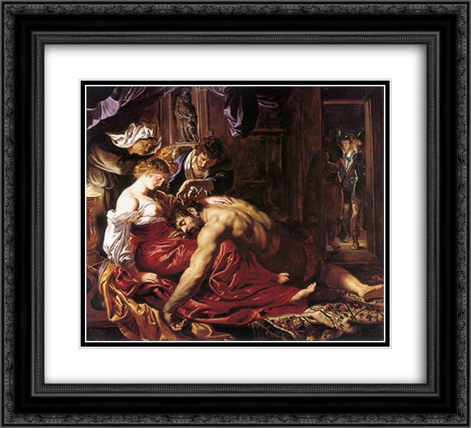 Samson and Delilah 22x20 Black Ornate Wood Framed Art Print Poster with Double Matting by Rubens, Peter Paul
