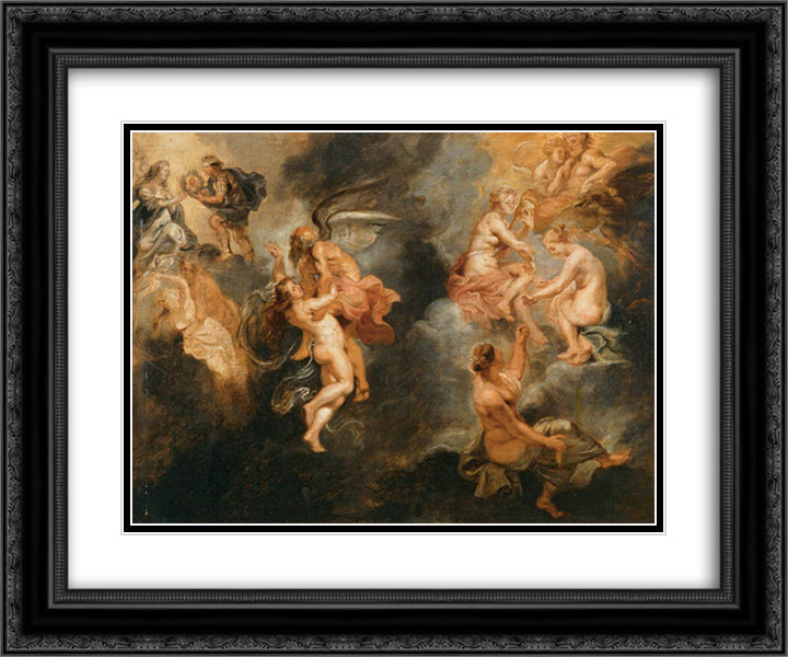 Sketches 24x20 Black Ornate Wood Framed Art Print Poster with Double Matting by Rubens, Peter Paul