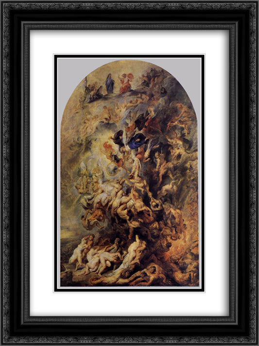 Small Last Judgement 18x24 Black Ornate Wood Framed Art Print Poster with Double Matting by Rubens, Peter Paul