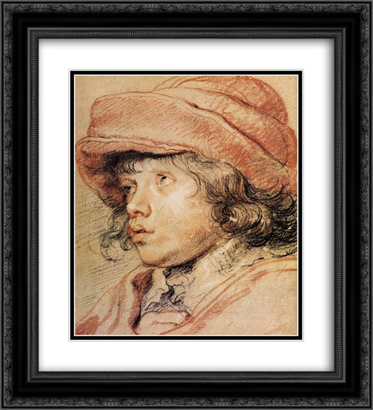 Son Nicolas with a Red Cap 20x22 Black Ornate Wood Framed Art Print Poster with Double Matting by Rubens, Peter Paul