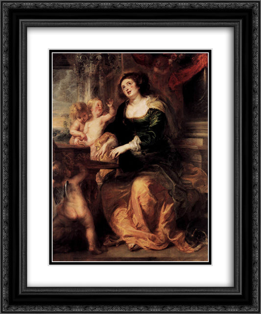 St. Cecilia 20x24 Black Ornate Wood Framed Art Print Poster with Double Matting by Rubens, Peter Paul