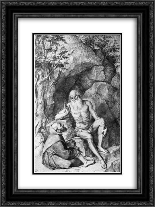 St. Onufrij Instruct Monk 18x24 Black Ornate Wood Framed Art Print Poster with Double Matting by Rubens, Peter Paul