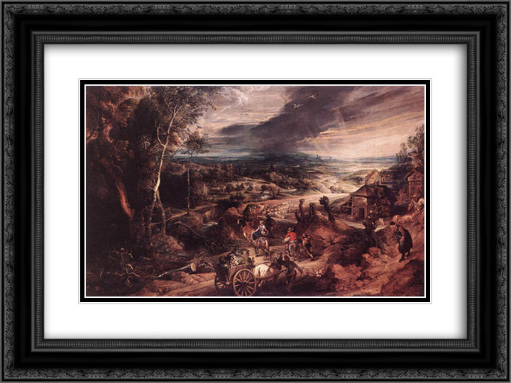 Summer 24x18 Black Ornate Wood Framed Art Print Poster with Double Matting by Rubens, Peter Paul