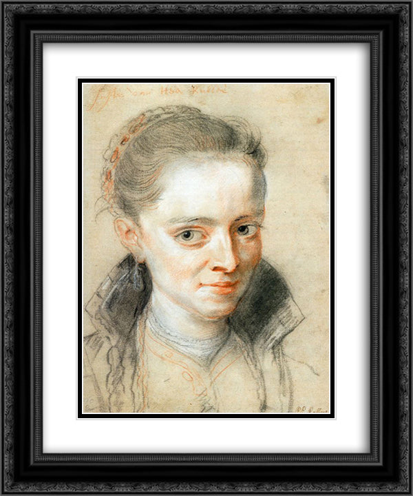 Susanna Fourment 20x24 Black Ornate Wood Framed Art Print Poster with Double Matting by Rubens, Peter Paul