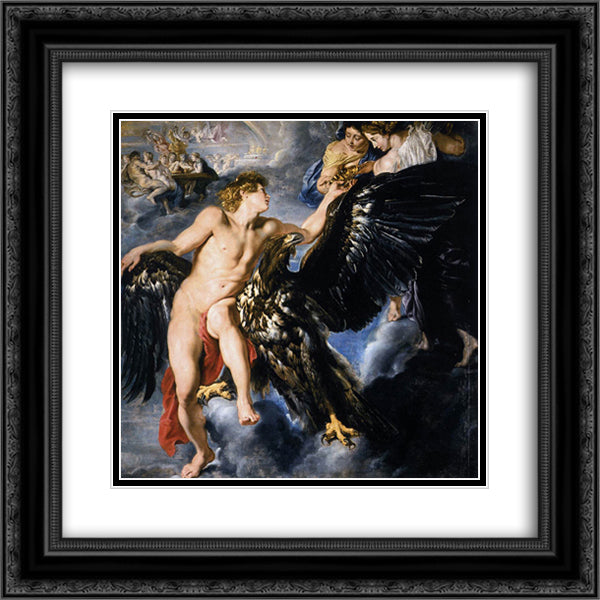 The Abduction of Ganymede 20x20 Black Ornate Wood Framed Art Print Poster with Double Matting by Rubens, Peter Paul