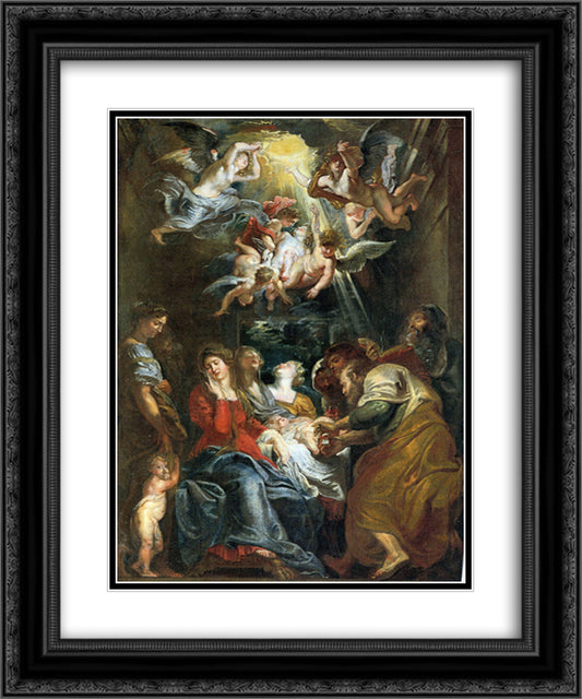 The Circumcision of Christ 20x24 Black Ornate Wood Framed Art Print Poster with Double Matting by Rubens, Peter Paul