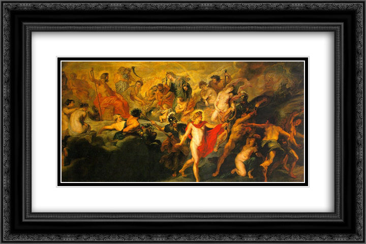 The Council of the Gods 24x16 Black Ornate Wood Framed Art Print Poster with Double Matting by Rubens, Peter Paul