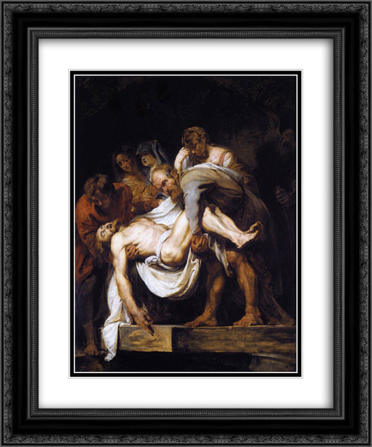 The Entombment 20x24 Black Ornate Wood Framed Art Print Poster with Double Matting by Rubens, Peter Paul