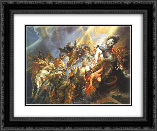The Fall of Phaeton 24x20 Black Ornate Wood Framed Art Print Poster with Double Matting by Rubens, Peter Paul