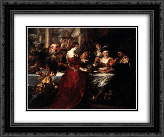 The Feast of Herod 24x20 Black Ornate Wood Framed Art Print Poster with Double Matting by Rubens, Peter Paul