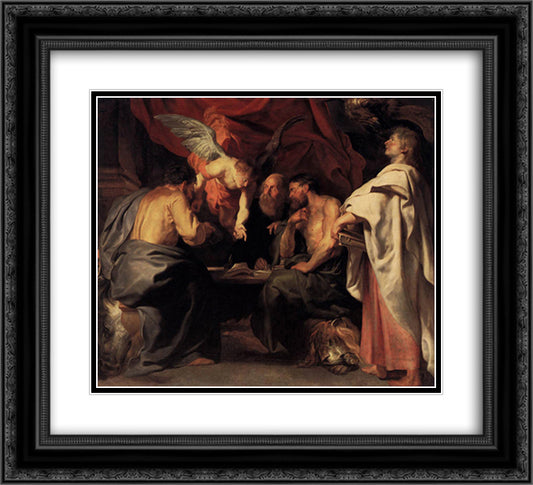 The Four Evangelists 22x20 Black Ornate Wood Framed Art Print Poster with Double Matting by Rubens, Peter Paul