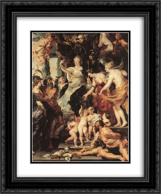 The Happiness of the Regency 20x24 Black Ornate Wood Framed Art Print Poster with Double Matting by Rubens, Peter Paul