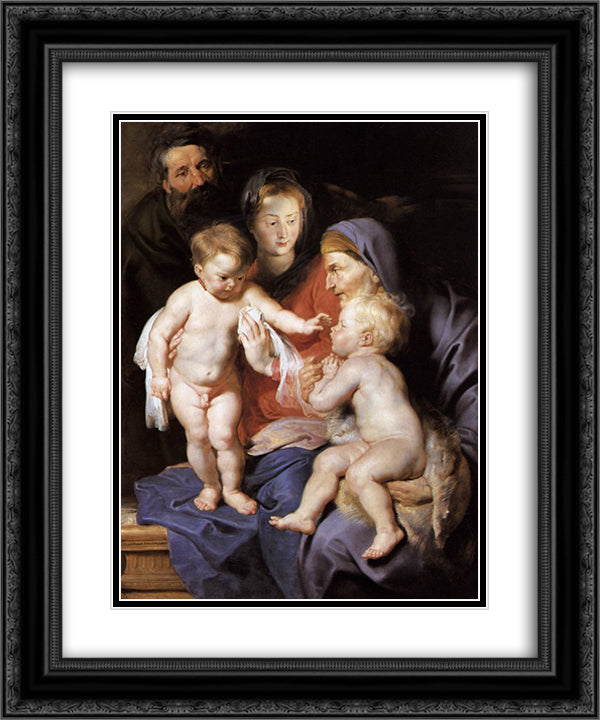 The Holy Family with St. Elizabeth and the Infant St. John the Baptist 20x24 Black Ornate Wood Framed Art Print Poster with Double Matting by Rubens, Peter Paul