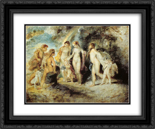 The Judgement of Paris 24x20 Black Ornate Wood Framed Art Print Poster with Double Matting by Rubens, Peter Paul
