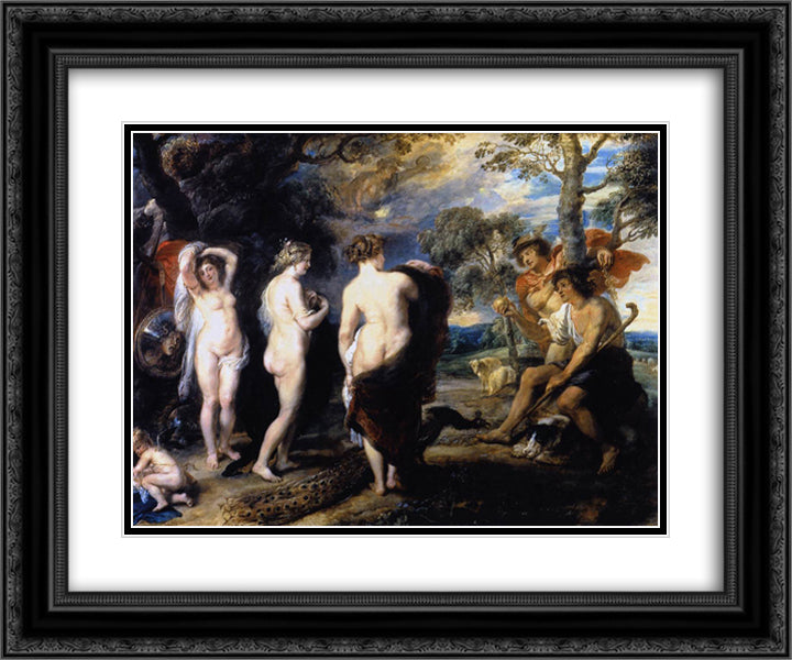 The Judgment of Paris 24x20 Black Ornate Wood Framed Art Print Poster with Double Matting by Rubens, Peter Paul