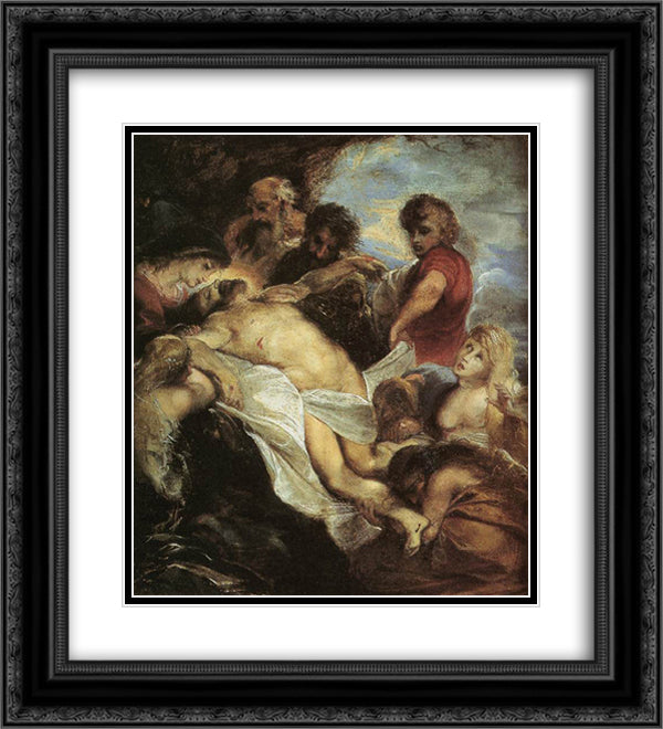 The Lamentation 20x22 Black Ornate Wood Framed Art Print Poster with Double Matting by Rubens, Peter Paul