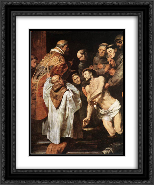 The Last Communion of St. Francis 20x24 Black Ornate Wood Framed Art Print Poster with Double Matting by Rubens, Peter Paul