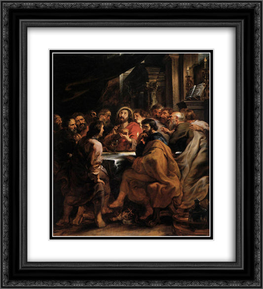The Last Supper 20x22 Black Ornate Wood Framed Art Print Poster with Double Matting by Rubens, Peter Paul