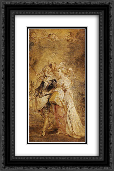 The Marriage of Henri IV of France and Marie de Medici 16x24 Black Ornate Wood Framed Art Print Poster with Double Matting by Rubens, Peter Paul