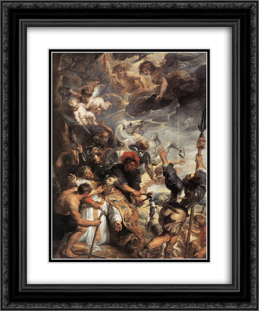 The Martyrdom of St. Livinus 20x24 Black Ornate Wood Framed Art Print Poster with Double Matting by Rubens, Peter Paul