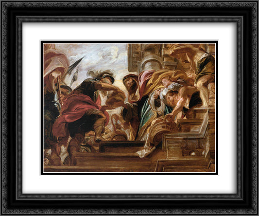 The Meeting of Abraham and Melchisedek 24x20 Black Ornate Wood Framed Art Print Poster with Double Matting by Rubens, Peter Paul