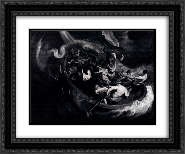 The Miracle of St. Walburga 24x20 Black Ornate Wood Framed Art Print Poster with Double Matting by Rubens, Peter Paul