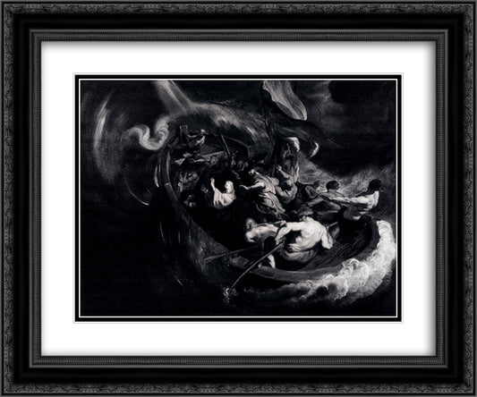 The Miracle of St. Walburga 24x20 Black Ornate Wood Framed Art Print Poster with Double Matting by Rubens, Peter Paul