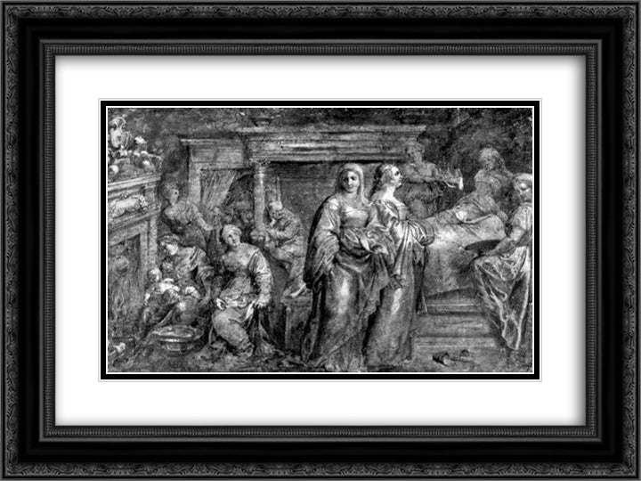 The Nativity of the Virgin Mary 24x18 Black Ornate Wood Framed Art Print Poster with Double Matting by Rubens, Peter Paul