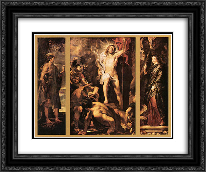 The Resurrection of Christ 24x20 Black Ornate Wood Framed Art Print Poster with Double Matting by Rubens, Peter Paul