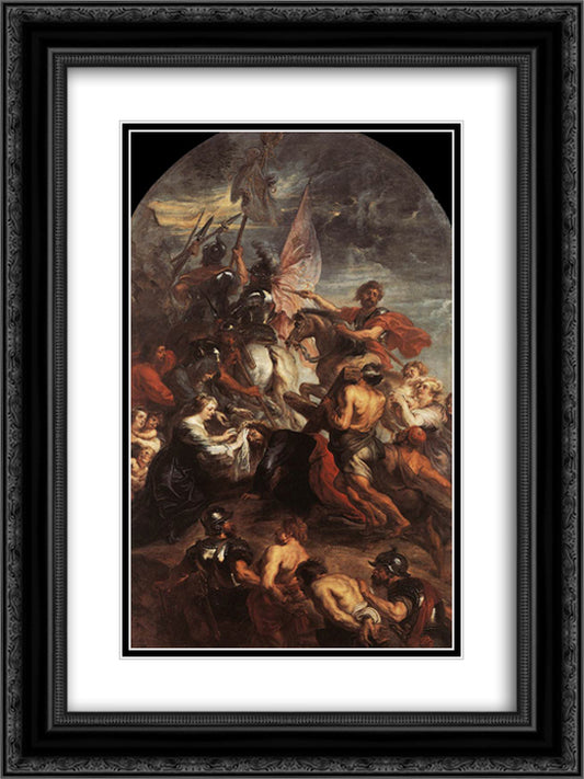 The Road to Calvary 18x24 Black Ornate Wood Framed Art Print Poster with Double Matting by Rubens, Peter Paul