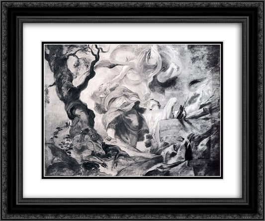 The Sacrifice of Isaac 24x20 Black Ornate Wood Framed Art Print Poster with Double Matting by Rubens, Peter Paul