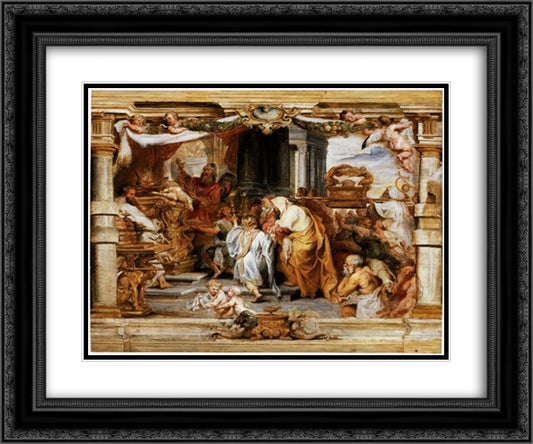 The Sacrifice of the Old Covenant 24x20 Black Ornate Wood Framed Art Print Poster with Double Matting by Rubens, Peter Paul