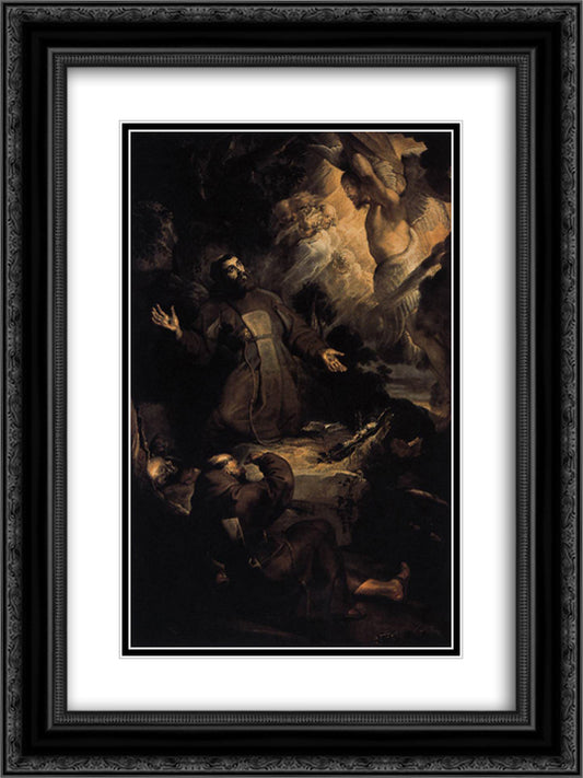 The Stigmatization of St. Francis 18x24 Black Ornate Wood Framed Art Print Poster with Double Matting by Rubens, Peter Paul