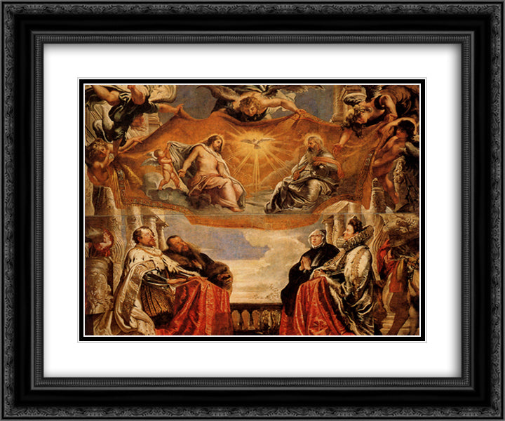 The Trinity Adored By The Duke of Mantua And His Family 24x20 Black Ornate Wood Framed Art Print Poster with Double Matting by Rubens, Peter Paul