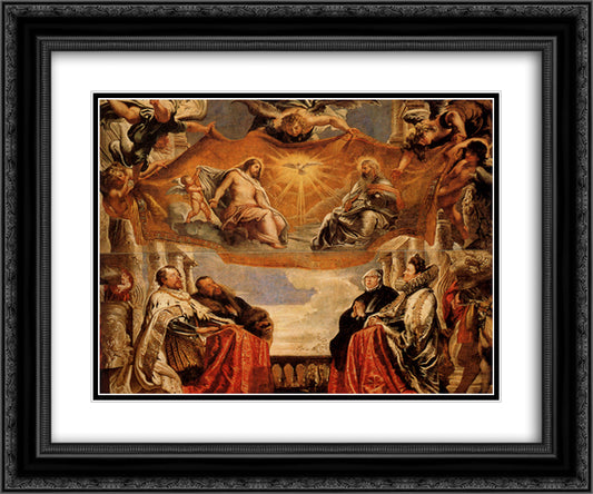 The Trinity Adored By The Duke of Mantua And His Family 24x20 Black Ornate Wood Framed Art Print Poster with Double Matting by Rubens, Peter Paul