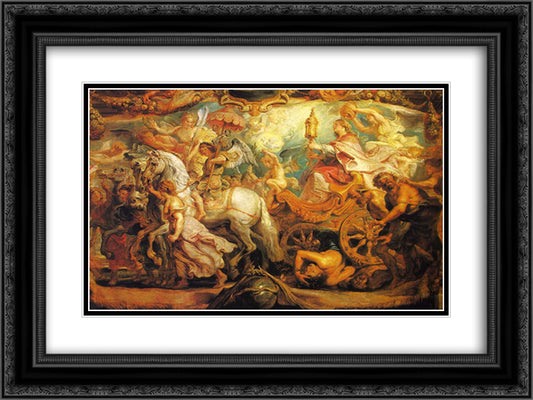 The Triumph of the Church 24x18 Black Ornate Wood Framed Art Print Poster with Double Matting by Rubens, Peter Paul