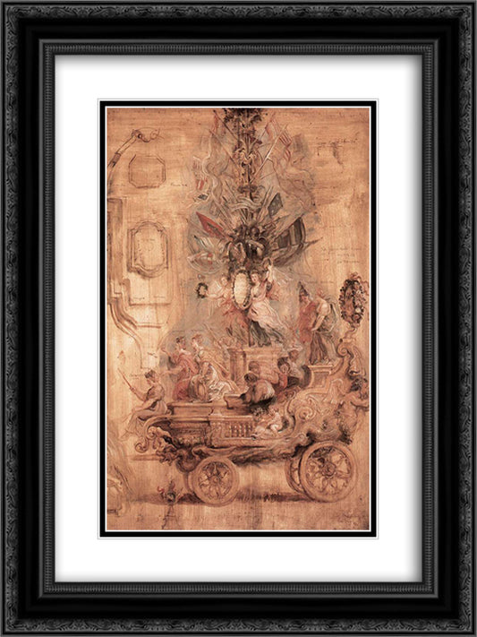 The Triumphal Car of Kallo (sketch) 18x24 Black Ornate Wood Framed Art Print Poster with Double Matting by Rubens, Peter Paul