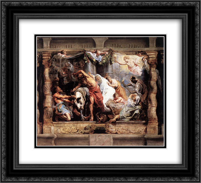The Victory of Eucharistic Truth over Heresy 22x20 Black Ornate Wood Framed Art Print Poster with Double Matting by Rubens, Peter Paul